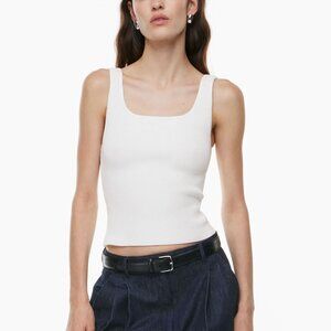 Aritzia Babaton -  Sculpt Knit Squareneck Tank - WHITE XS